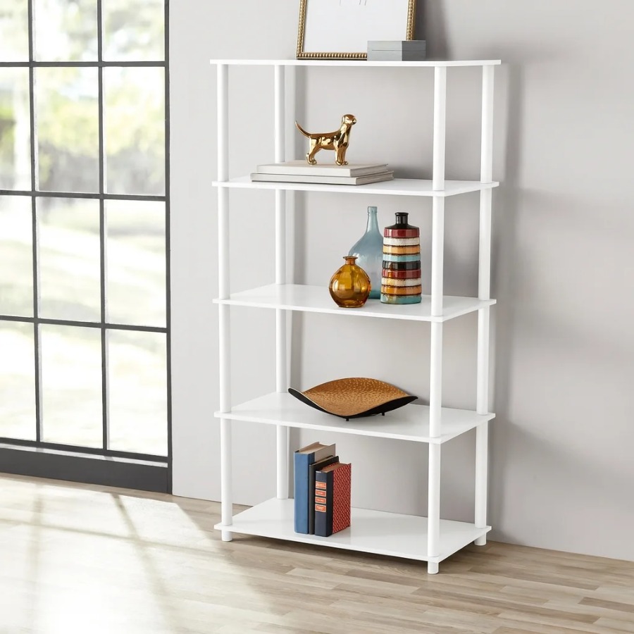Bookcase Wood Shelf - رف كتب أبيض من مينستايز بدون