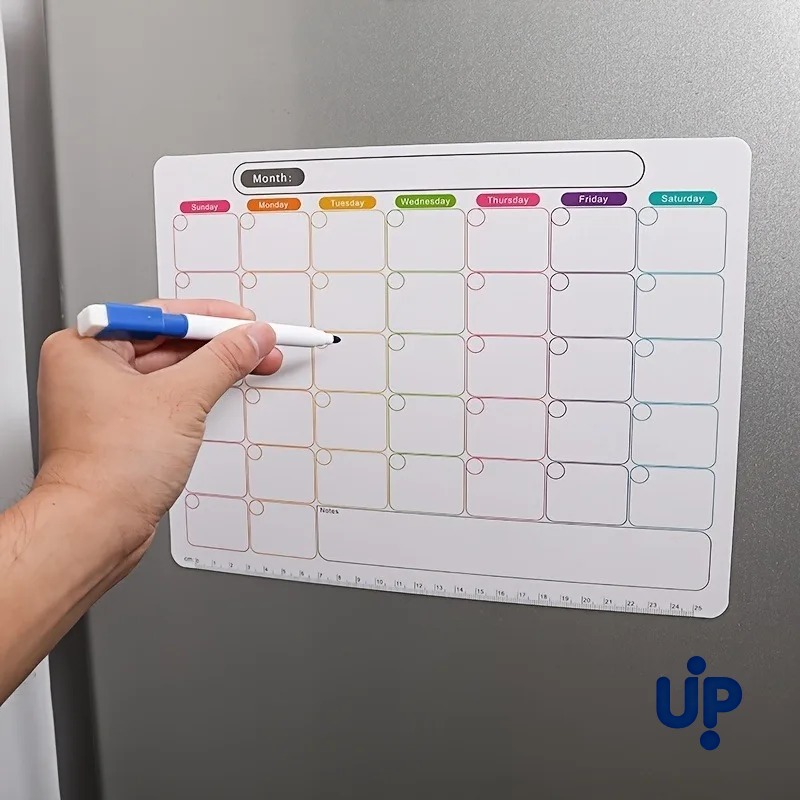 Magnetic Calendar Board - مغناطيس ثلاجة، مخطط شهري وأسبوعي، ملصق