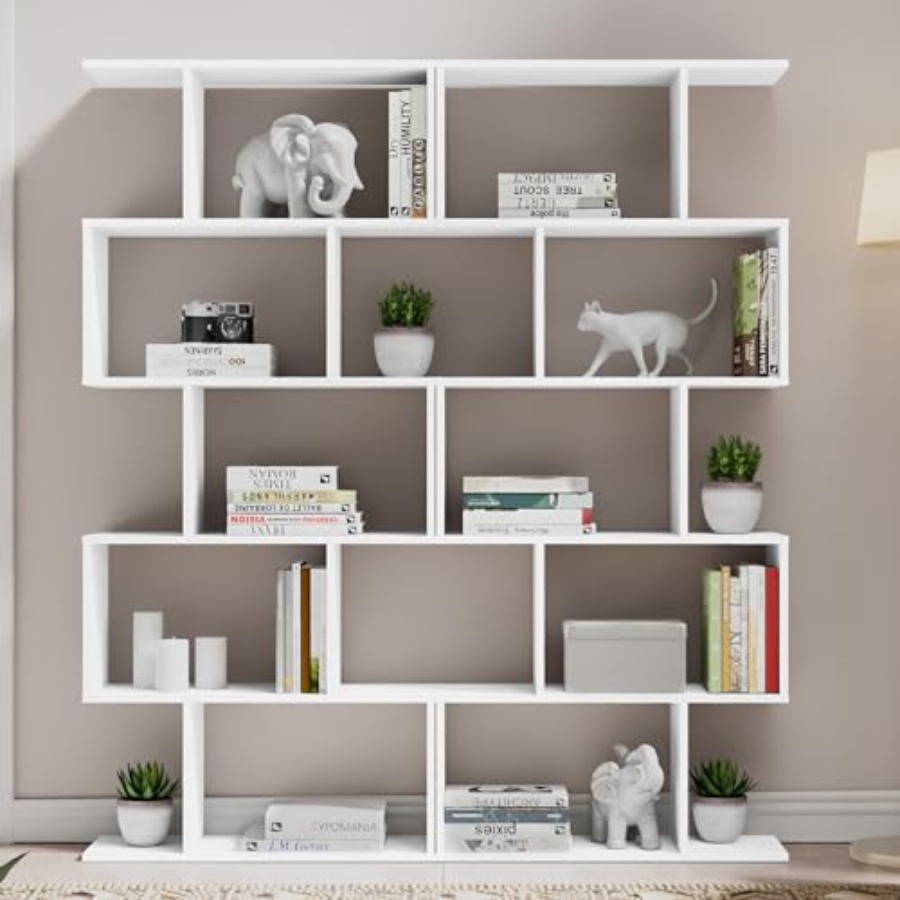 مجموعة رفوف كتب لغرفة المعيشة  - مراجعة Bookcase Wood Shelf وسعره