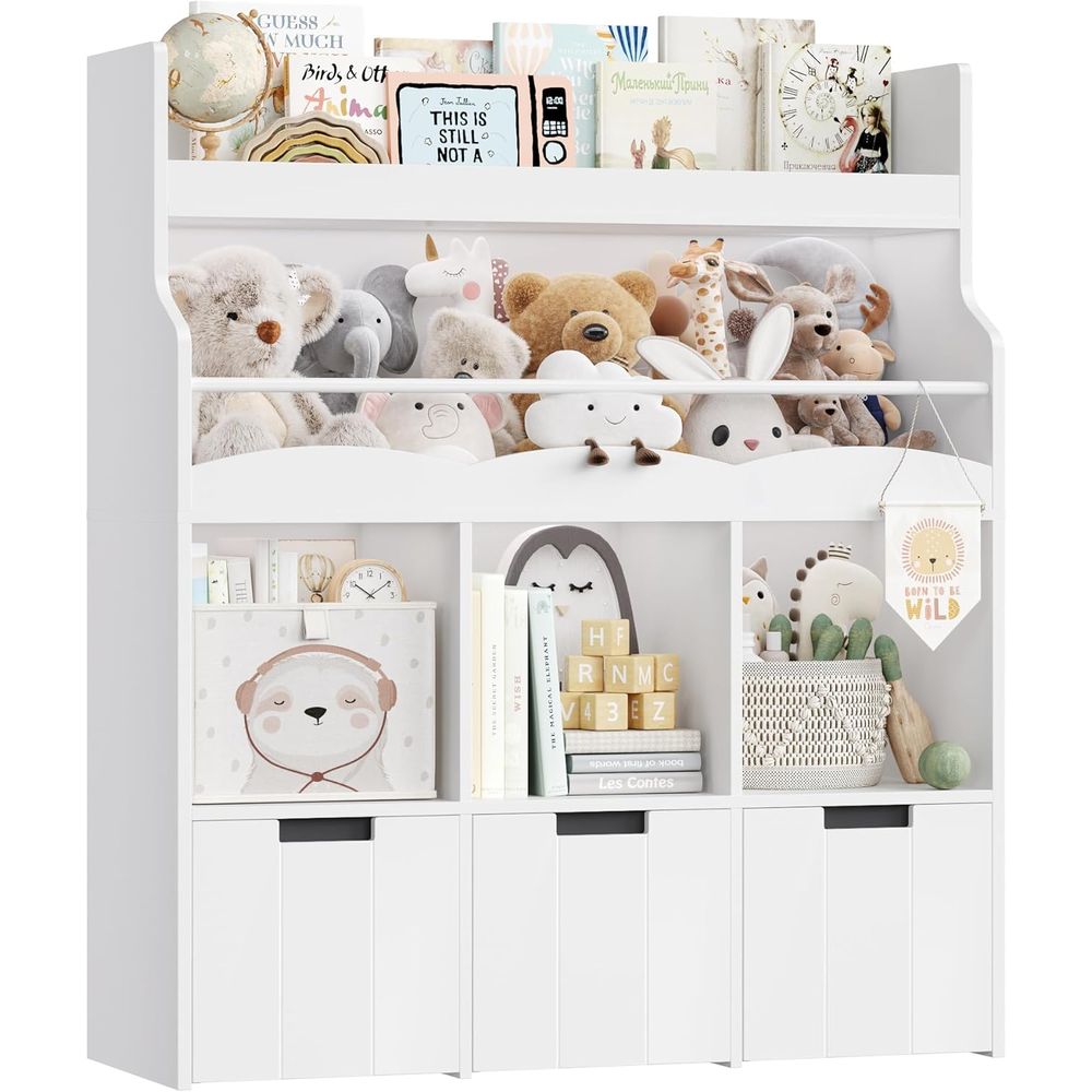 منظم تخزين ألعاب الأطفال مع رف - مراجعة Bookcase Wood Shelf وسعره