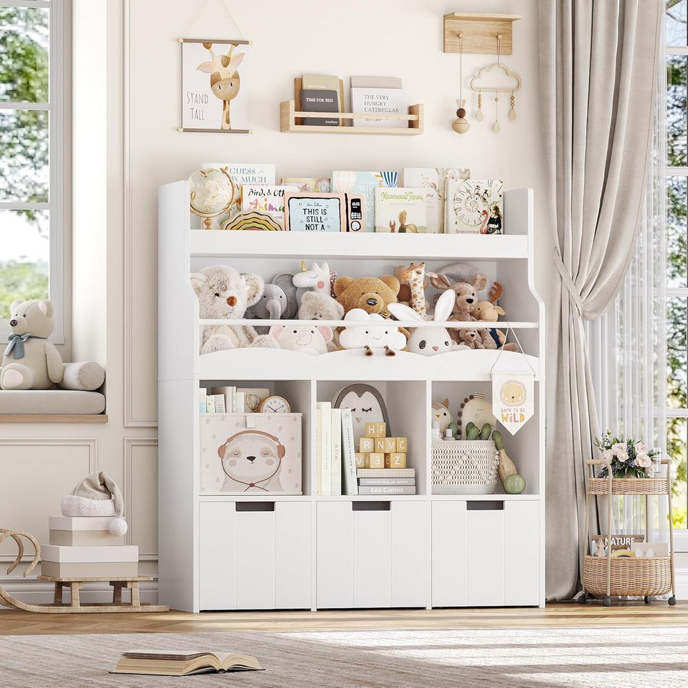 منظم تخزين ألعاب الأطفال مع رف - مراجعة Bookcase Wood Shelf وسعره