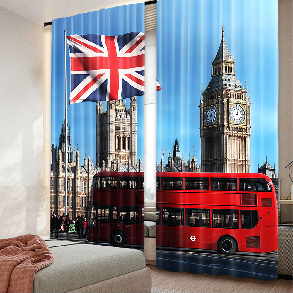 2 قطعة ستارة خلفية شارع بيج بن - مراجعة Home Office England وسعره