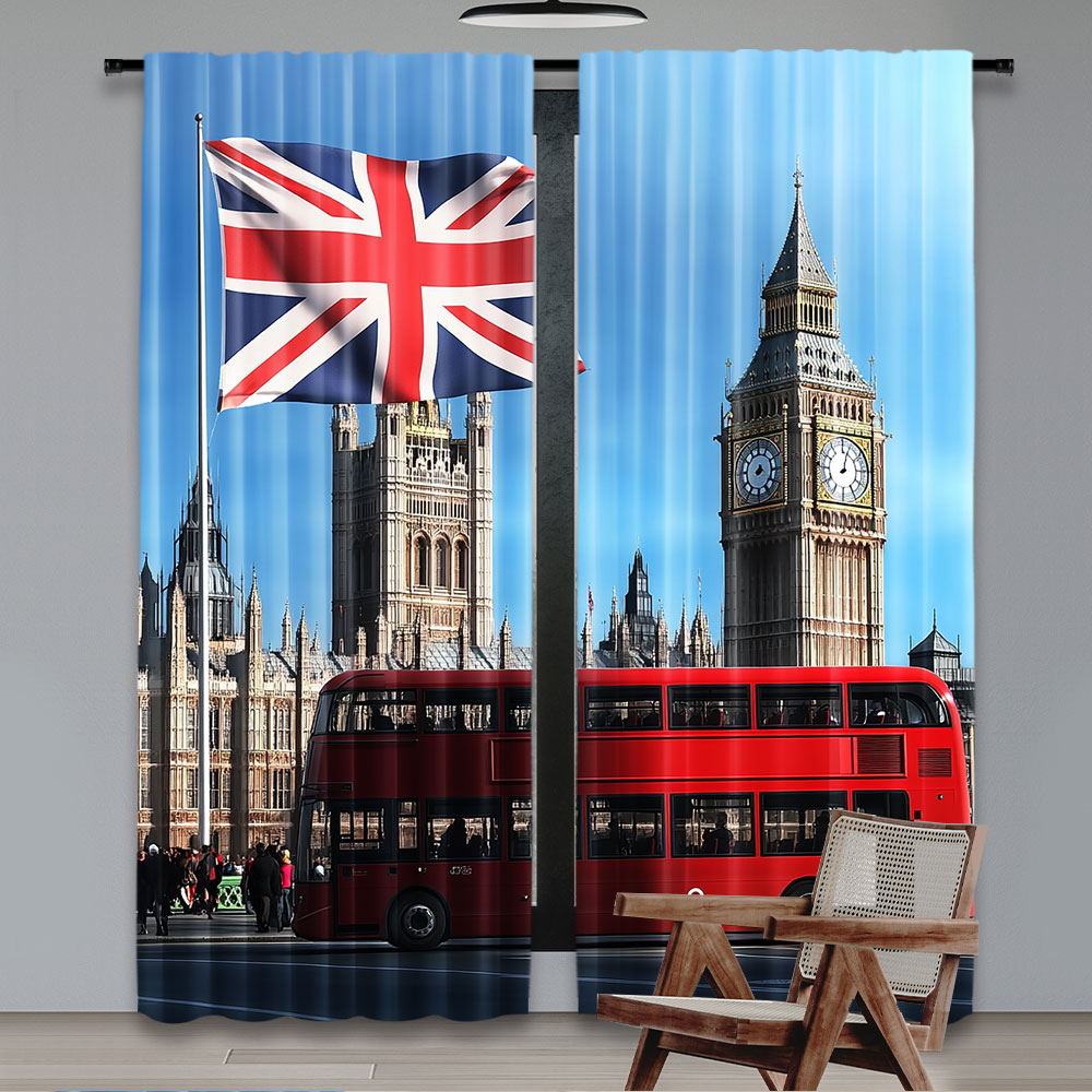 2 قطعة ستارة خلفية شارع بيج بن - مراجعة Home Office England وسعره