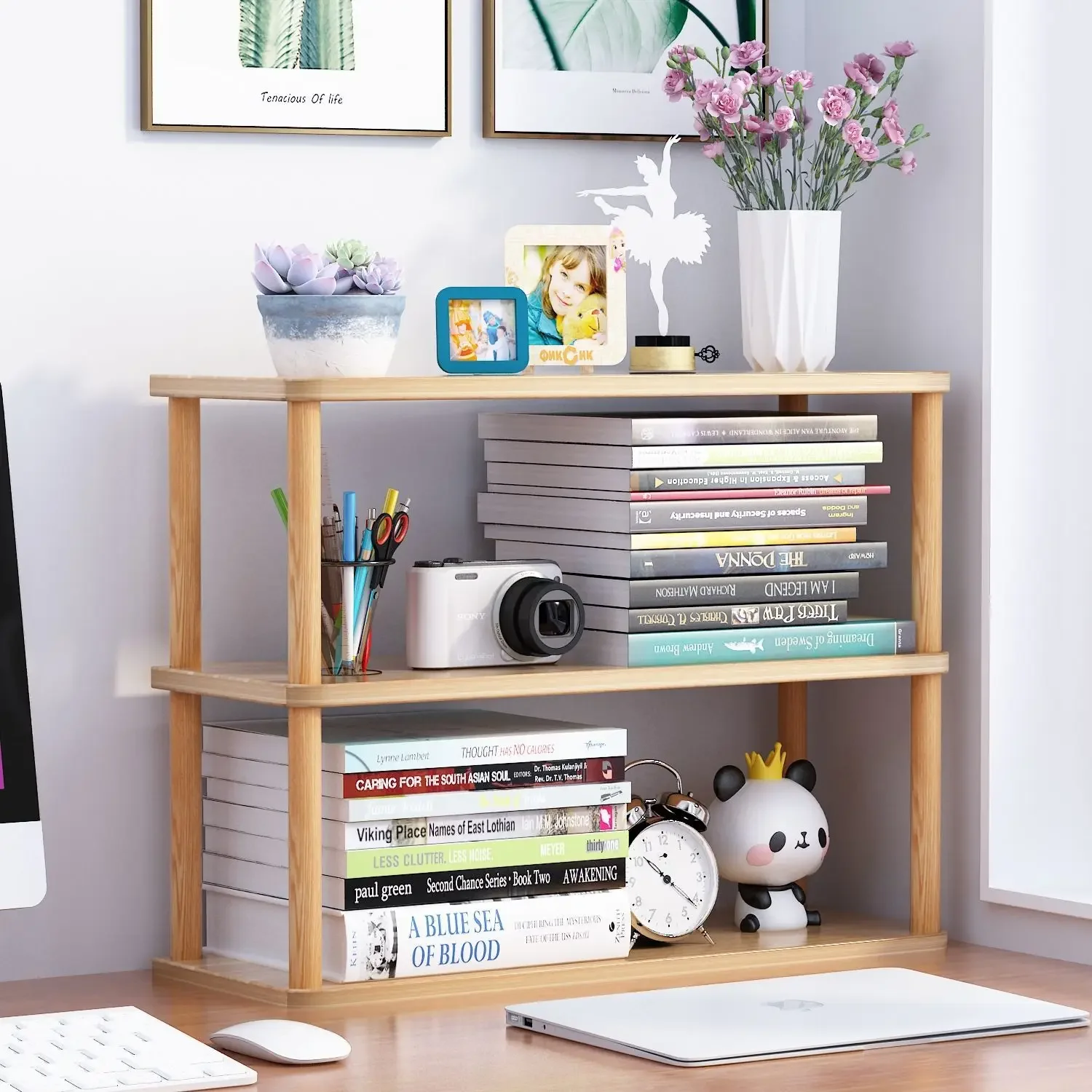 خزانة كتب خشبية متعددة الطبقات - مراجعة Bookcase Wood Shelf وسعره